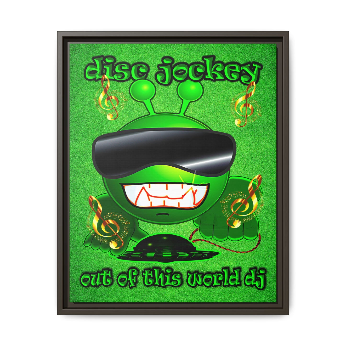 disc jockey - framed canvas art (green turf)