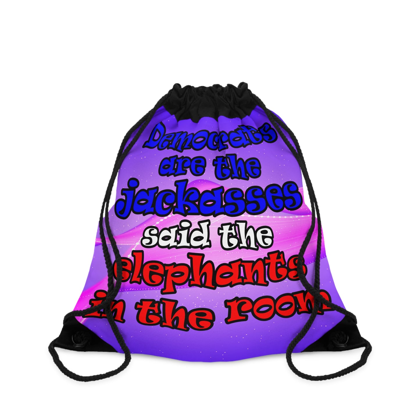 donkeys and elephants - Drawstring Bag (purple-pink wave)