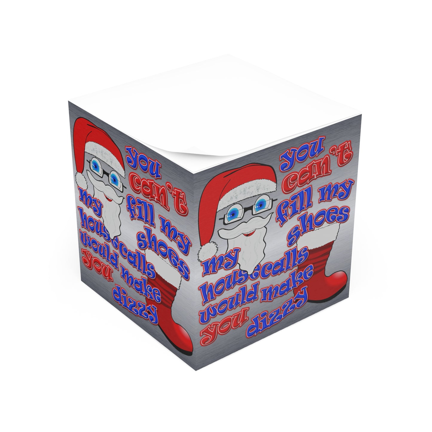 santa's shoes - note cube (brushed nickel)