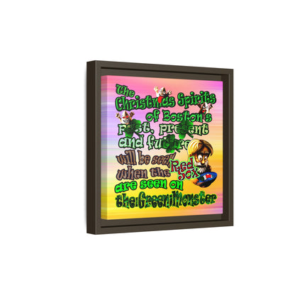 christmas spirits of boston - framed canvas art (color blur)