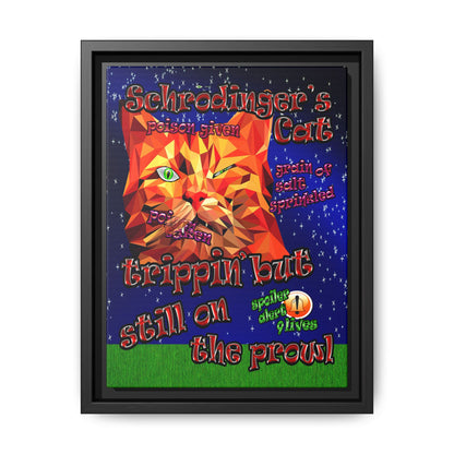 schrodinger's cat - framed canvas art ('snoops' background)