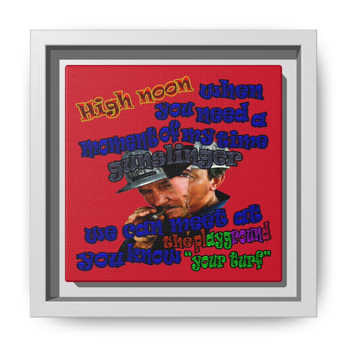 high noon - framed canvas art (dark red)