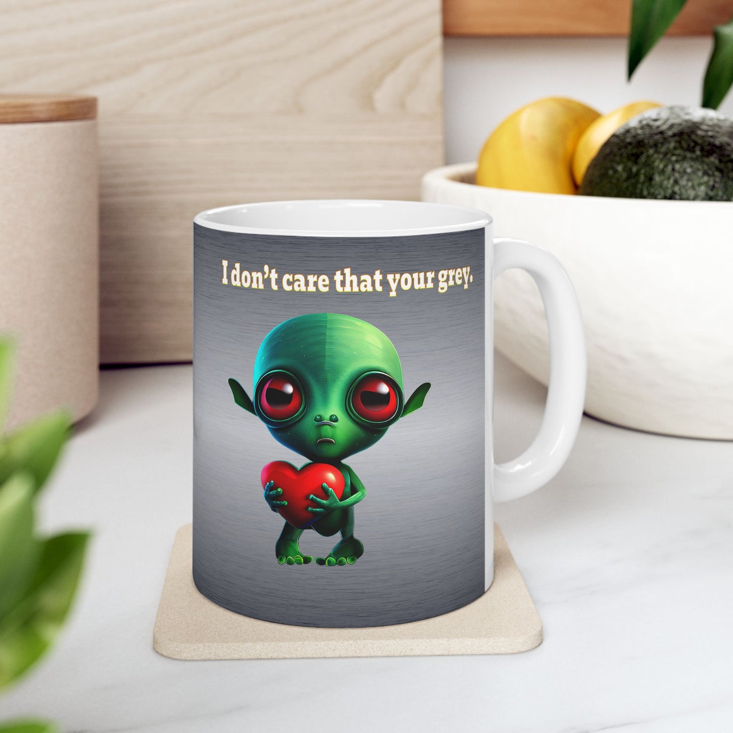 I don't care that your grey - White Mug (brushed nickel)