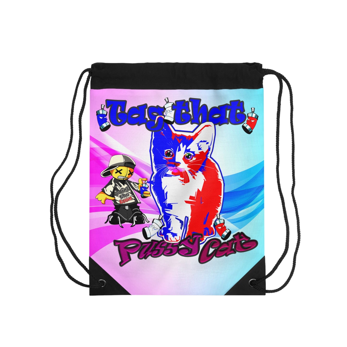 tag that - Drawstring Bag (light blue-pink wave)