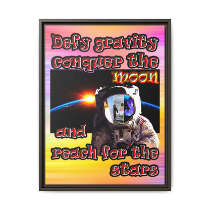 defy conquer reach - framed canvas art (color blur)