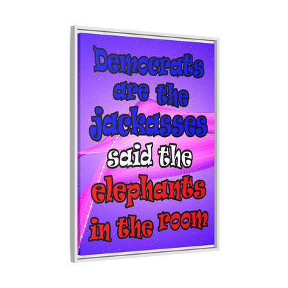 donkeys and elephants - framed canvas art (purple-pink wave)