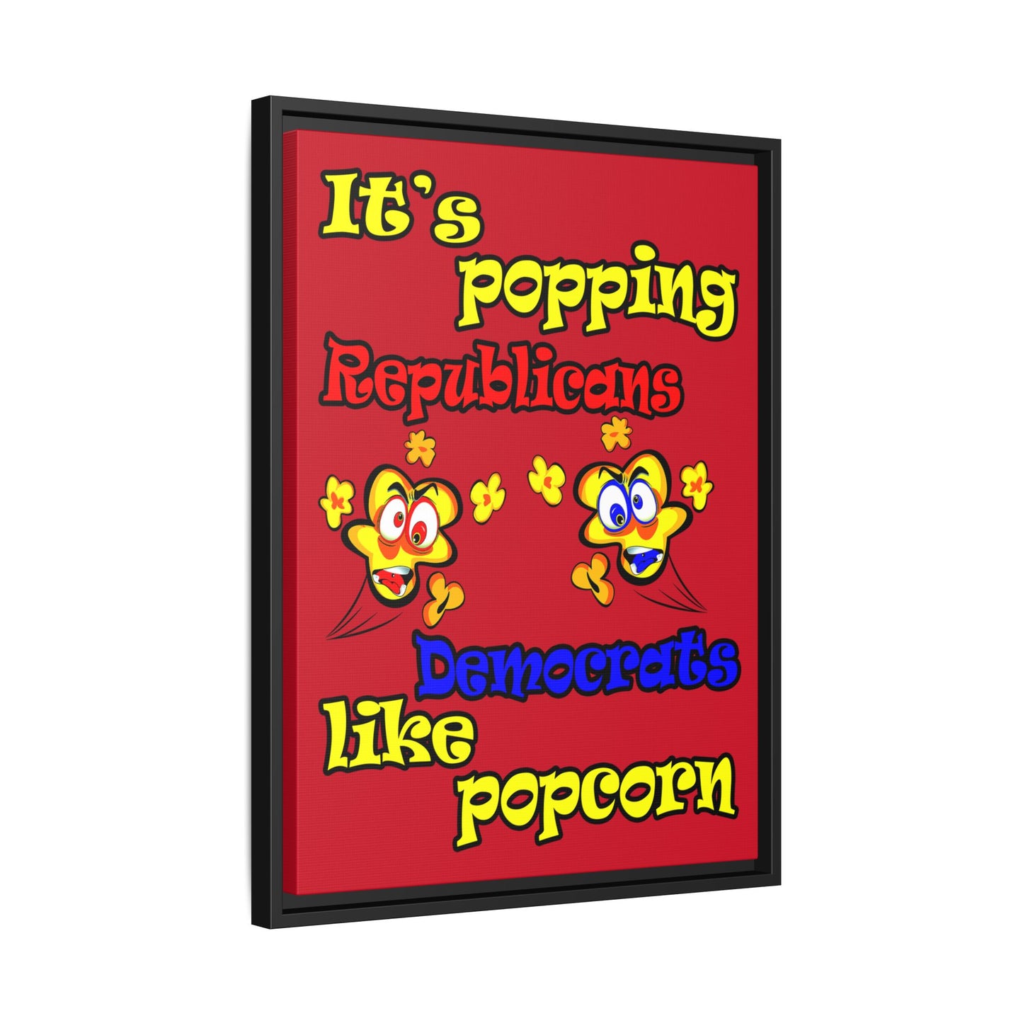 popping like popcorn - framed canvas art (dark red)