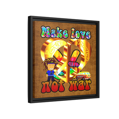 love peace - framed canvas art (brown papyrus)