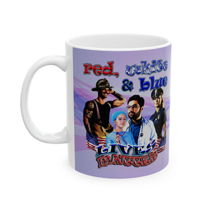 rw&b lives matter - White Mug (light blue-pink wave)