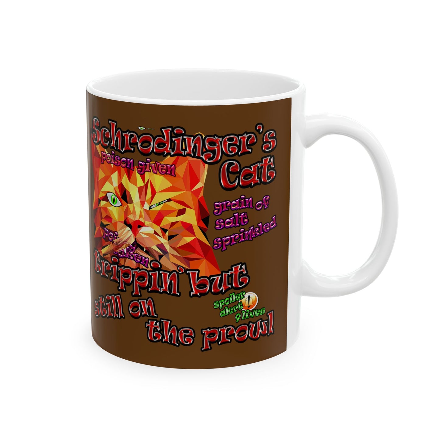 schrodinger's cat - White Mug (brown)