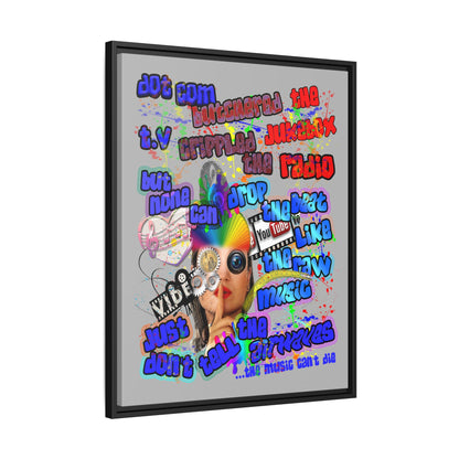 drop the beat - framed canvas art (light grey)