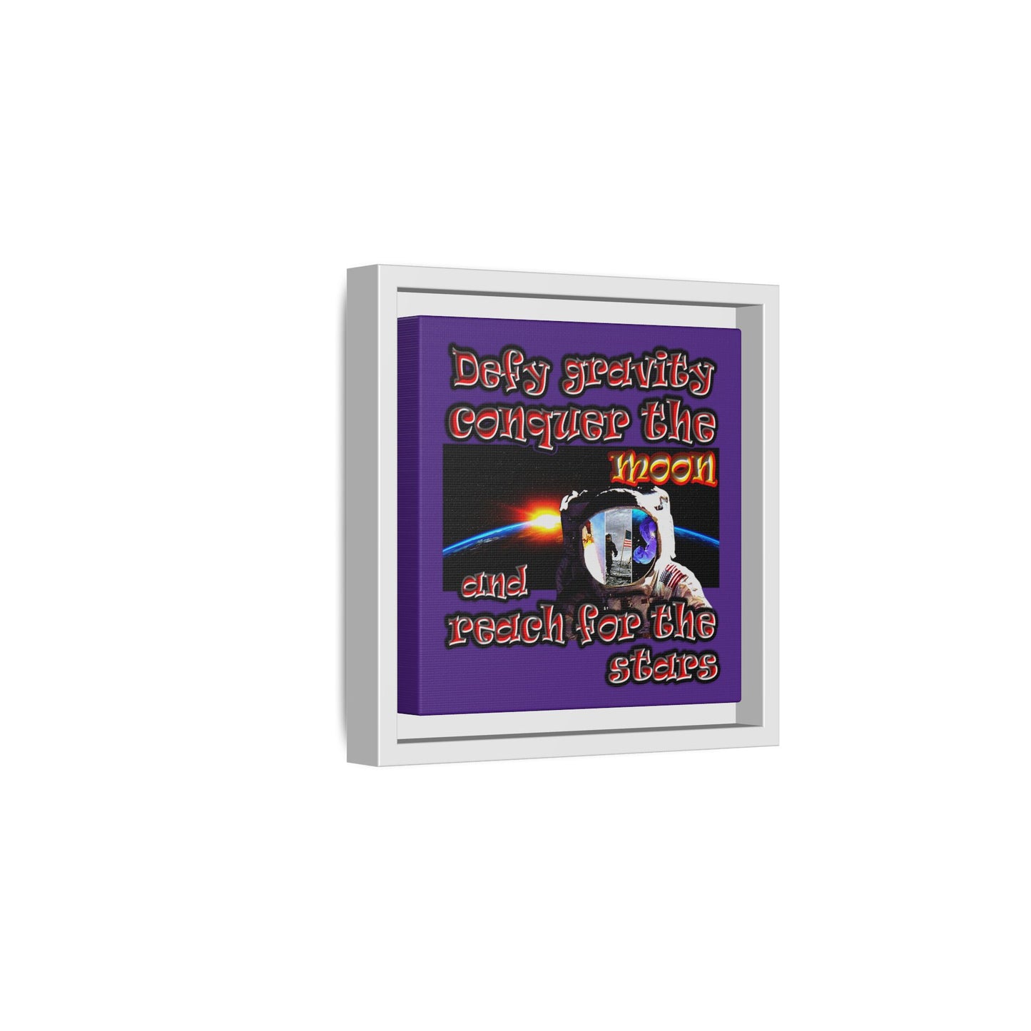 defy conquer reach - framed canvas art (purple)