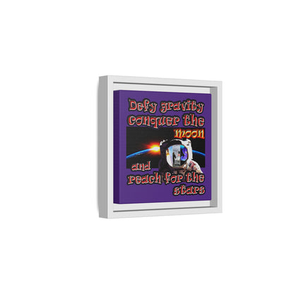 defy conquer reach - framed canvas art (purple)