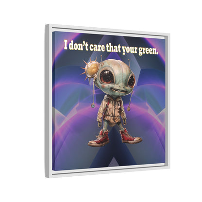 I don't care that your green - framed canvas art (grey-pink wave)