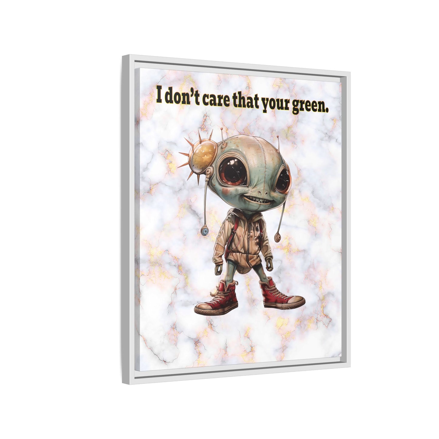 I don't care that your green - framed canvas art (white marble)