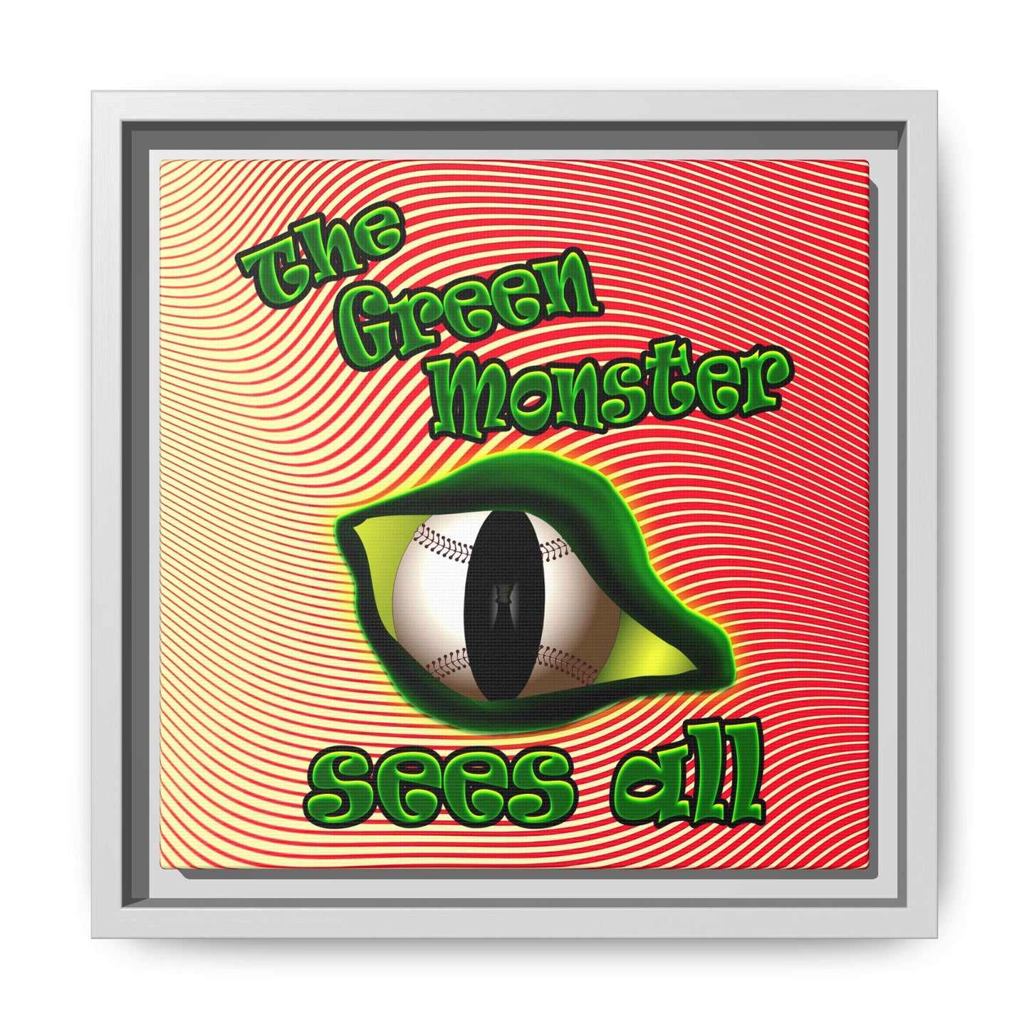 green monster - framed canvas art (yellow-orange wave)