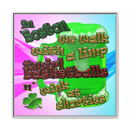 celtics logo - framed canvas art (light blue-pink wave)
