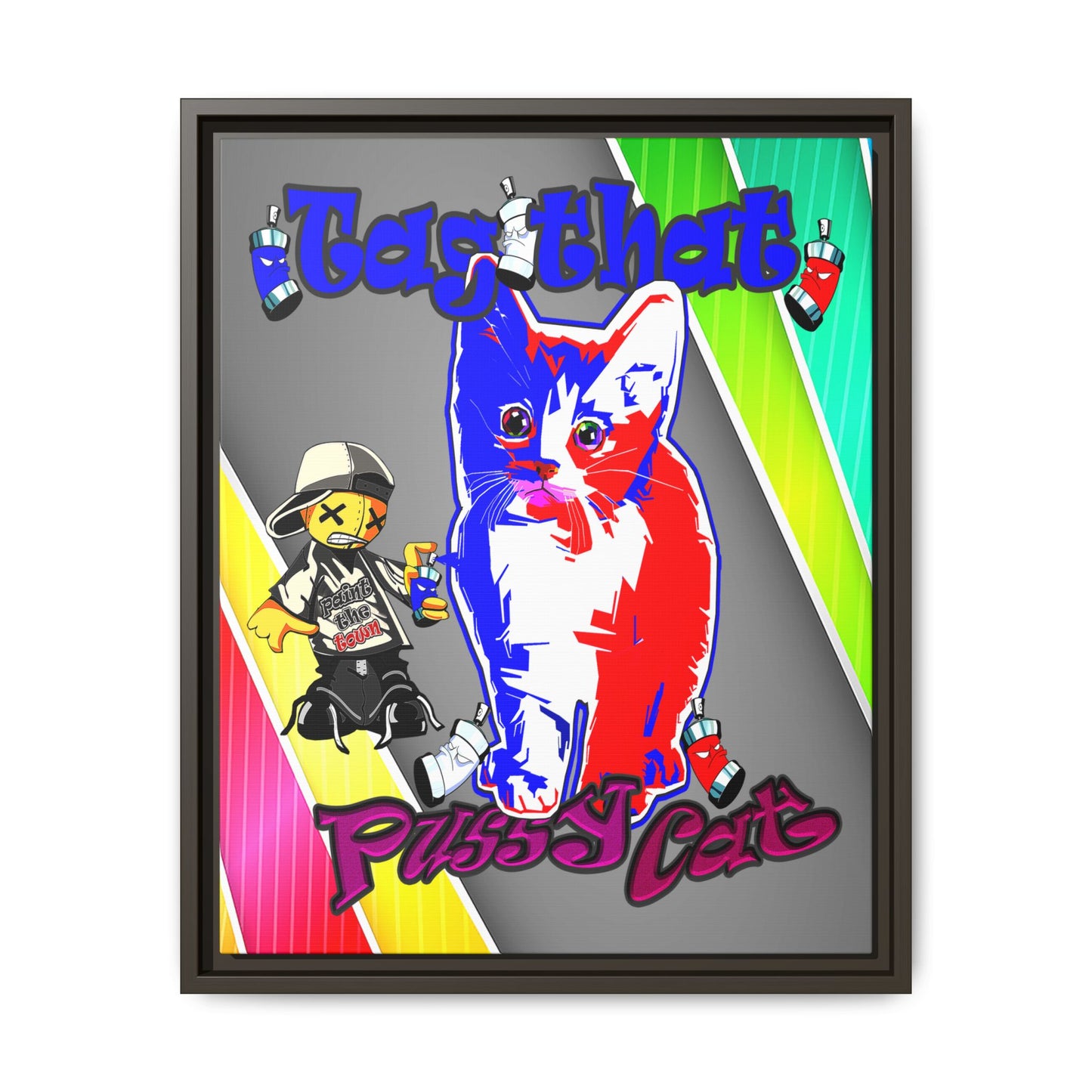 tag that - framed canvas art (rainbow split)