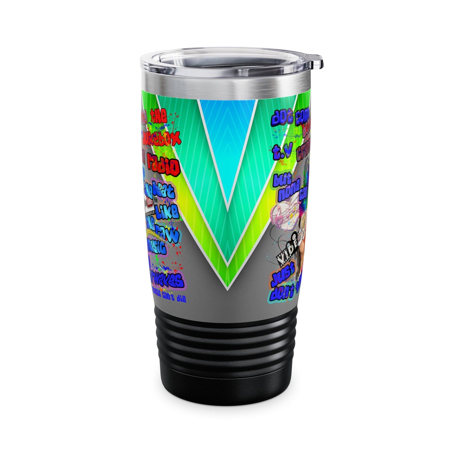 drop the beat - Ringneck Tumbler, 20oz  (rainbow split)