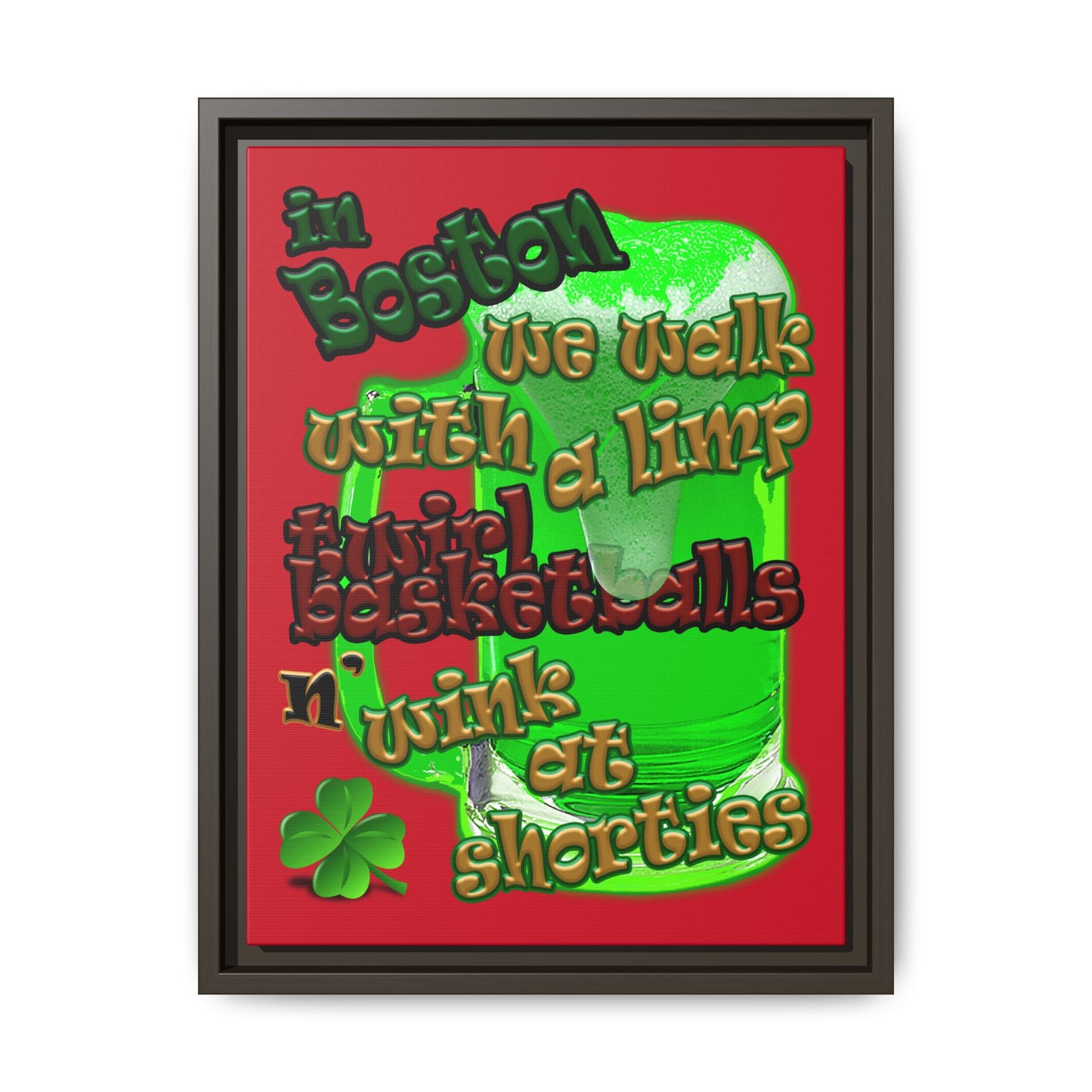 celtics logo - framed canvas art (dark red)
