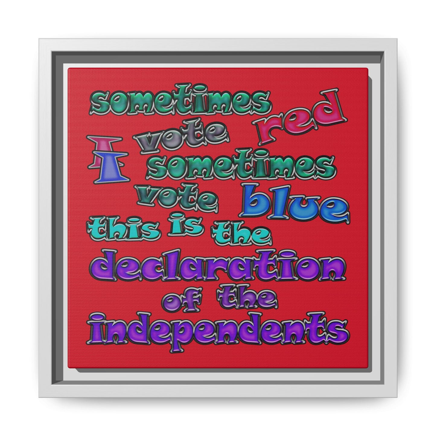 declaration of the independents - framed canvas art (dark red)