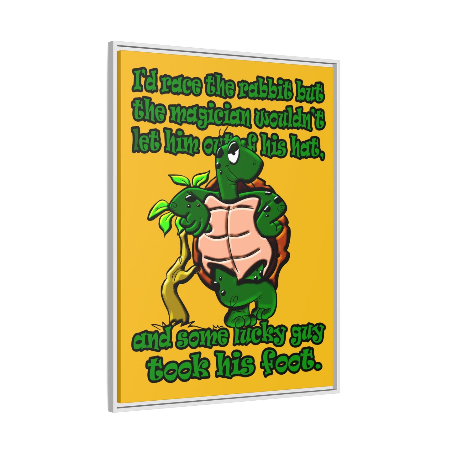 turtle race - framed canvas art (yellow)