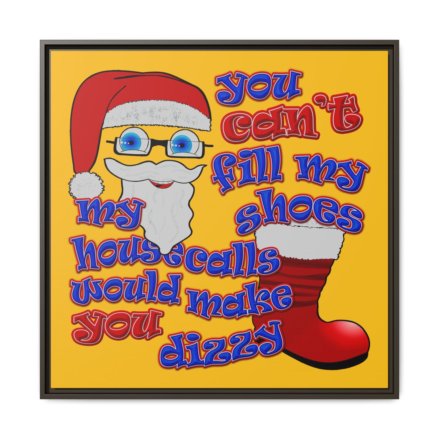 santa's shoes - framed canvas art (yellow)