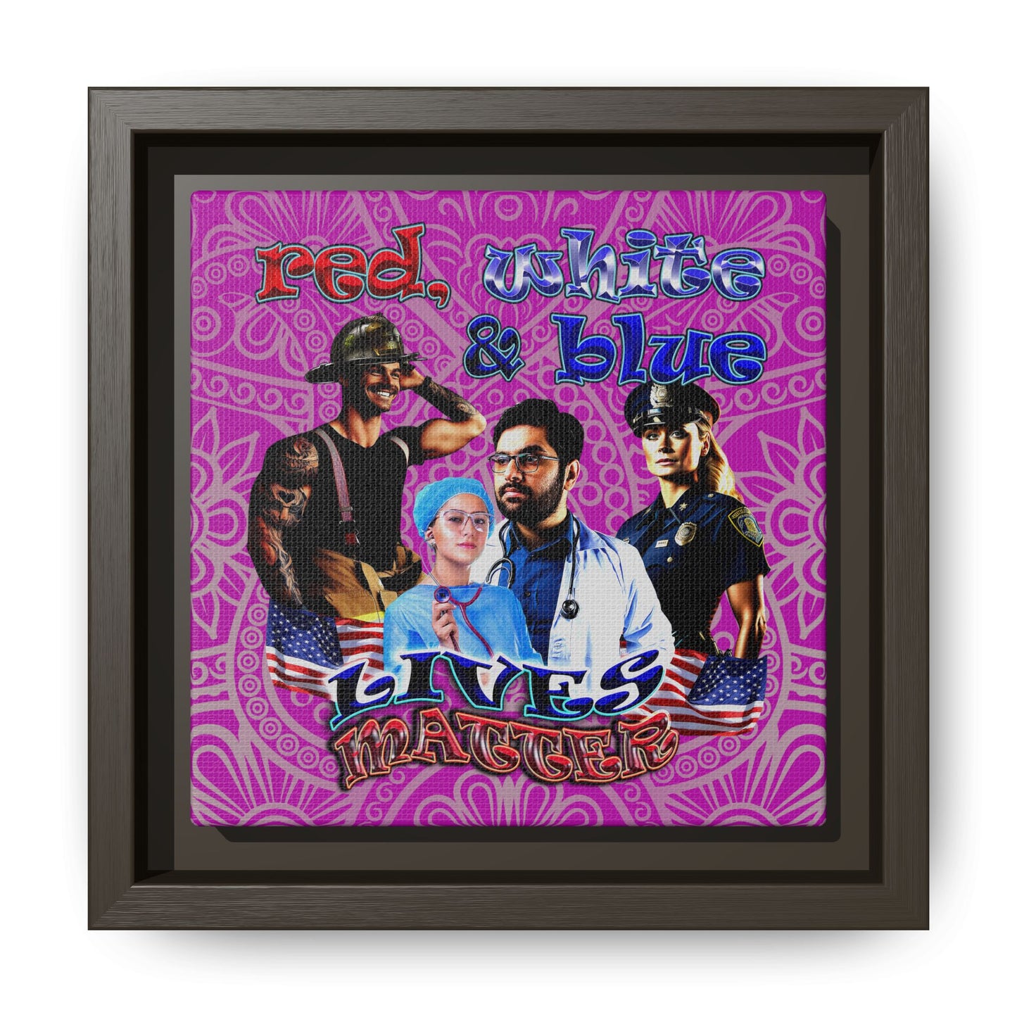 rw&b lives matter - framed canvas art (pink swirl)
