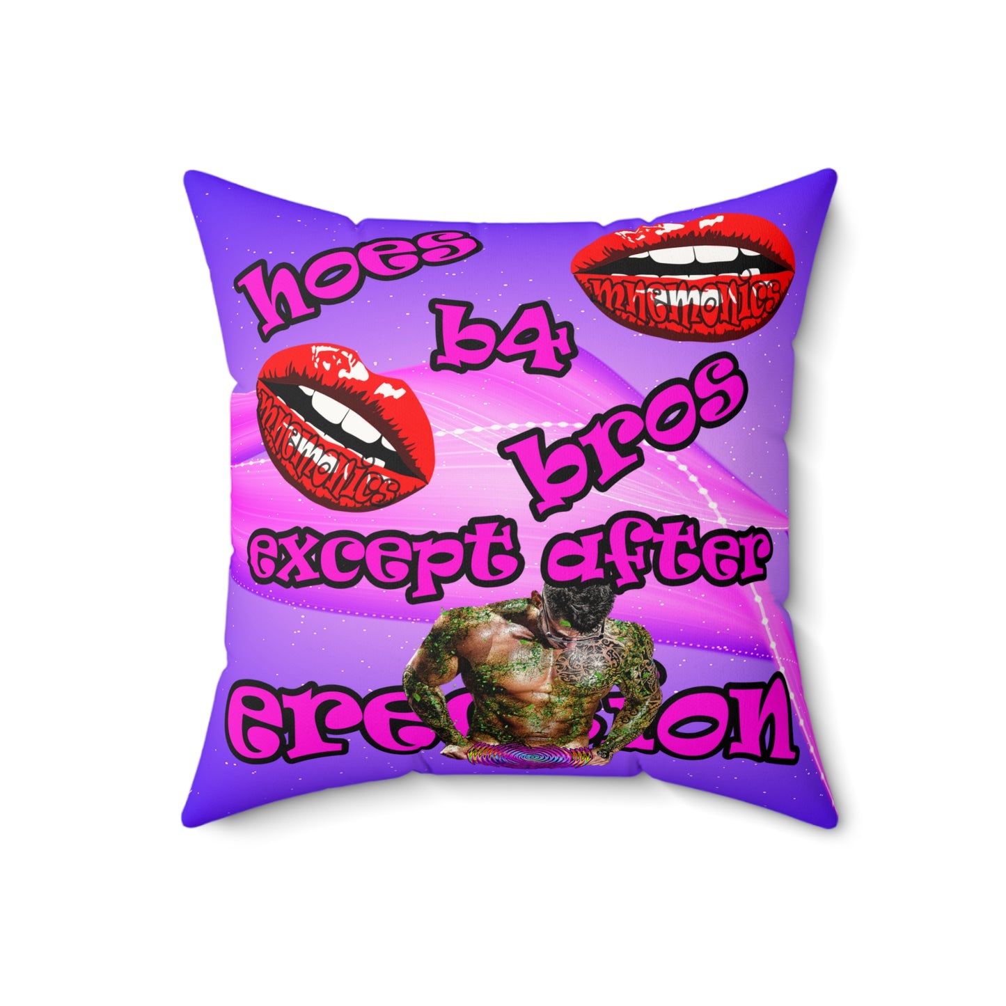 hoes b4 bros - Faux Suede Square Pillow - (purple-pink wave)
