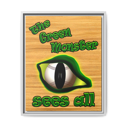 green monster - framed canvas art (butterscotch wood finish)