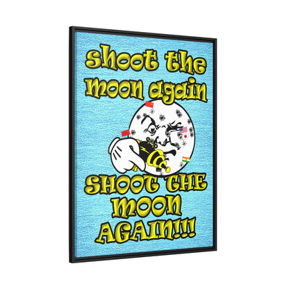 shoot the moon again - framed canvas art (faded blue)