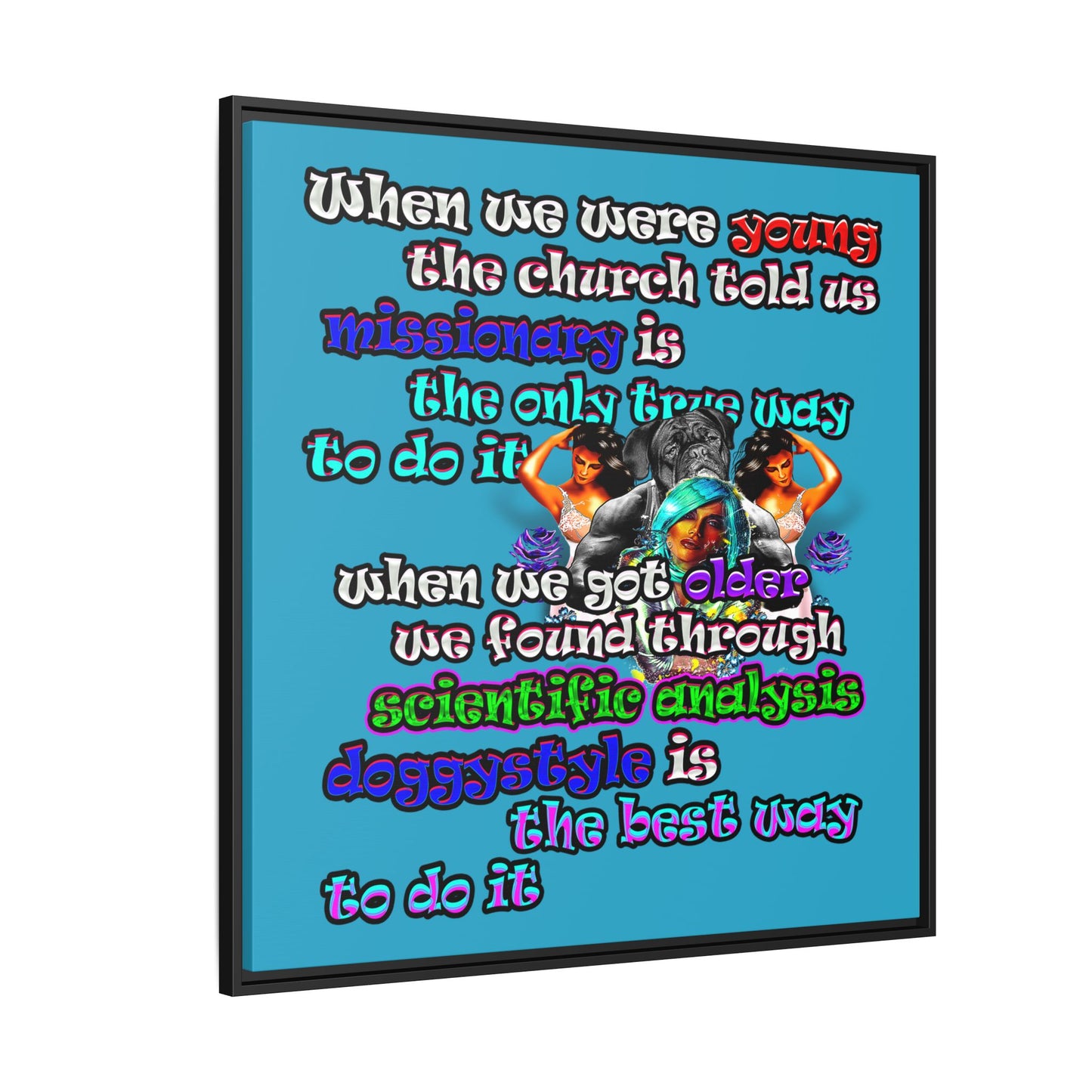doggystyle - framed canvas art (turquoise)