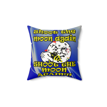 shoot the moon again - Faux Suede Square Pillow - (blue-white wave)
