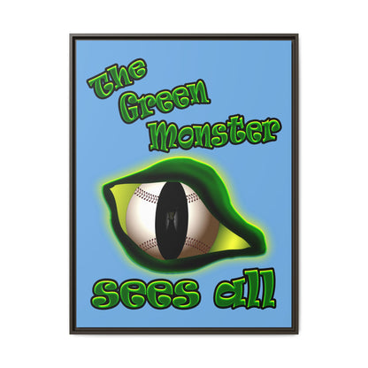 green monster - framed canvas art (light blue)