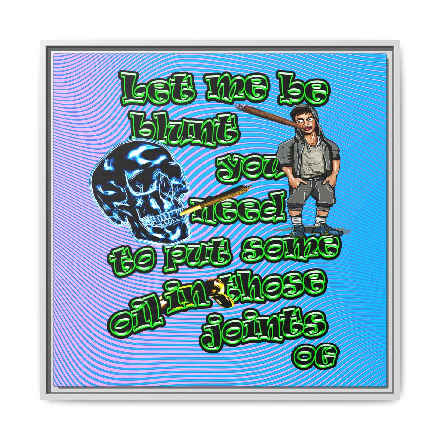 og - framed canvas art (light blue-purple wave)