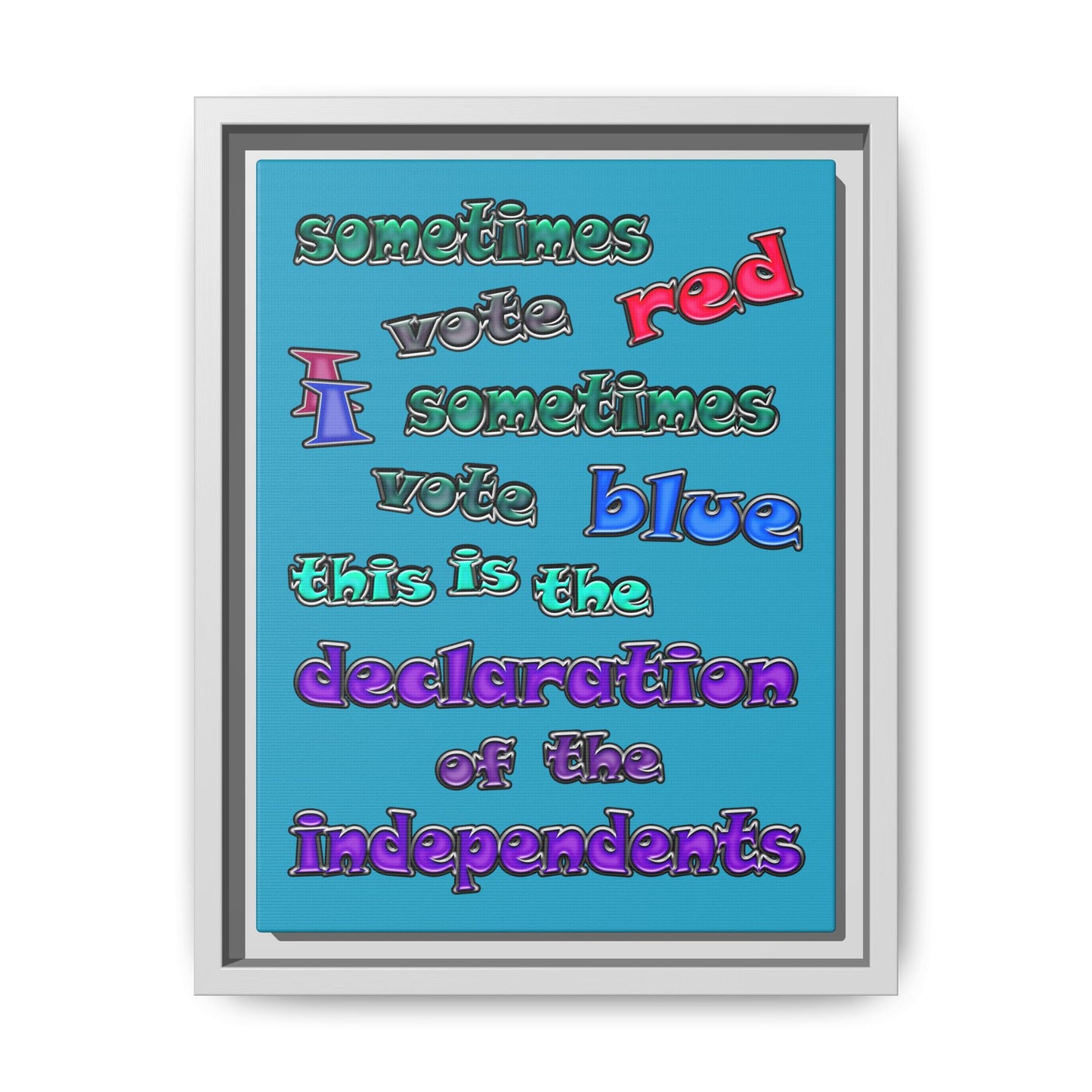 declaration of the independents - framed canvas art (turquoise)