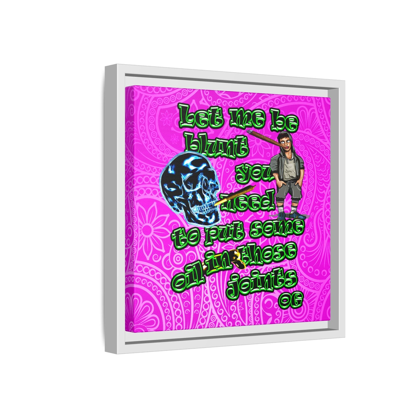 og - framed canvas art (pink swirl)