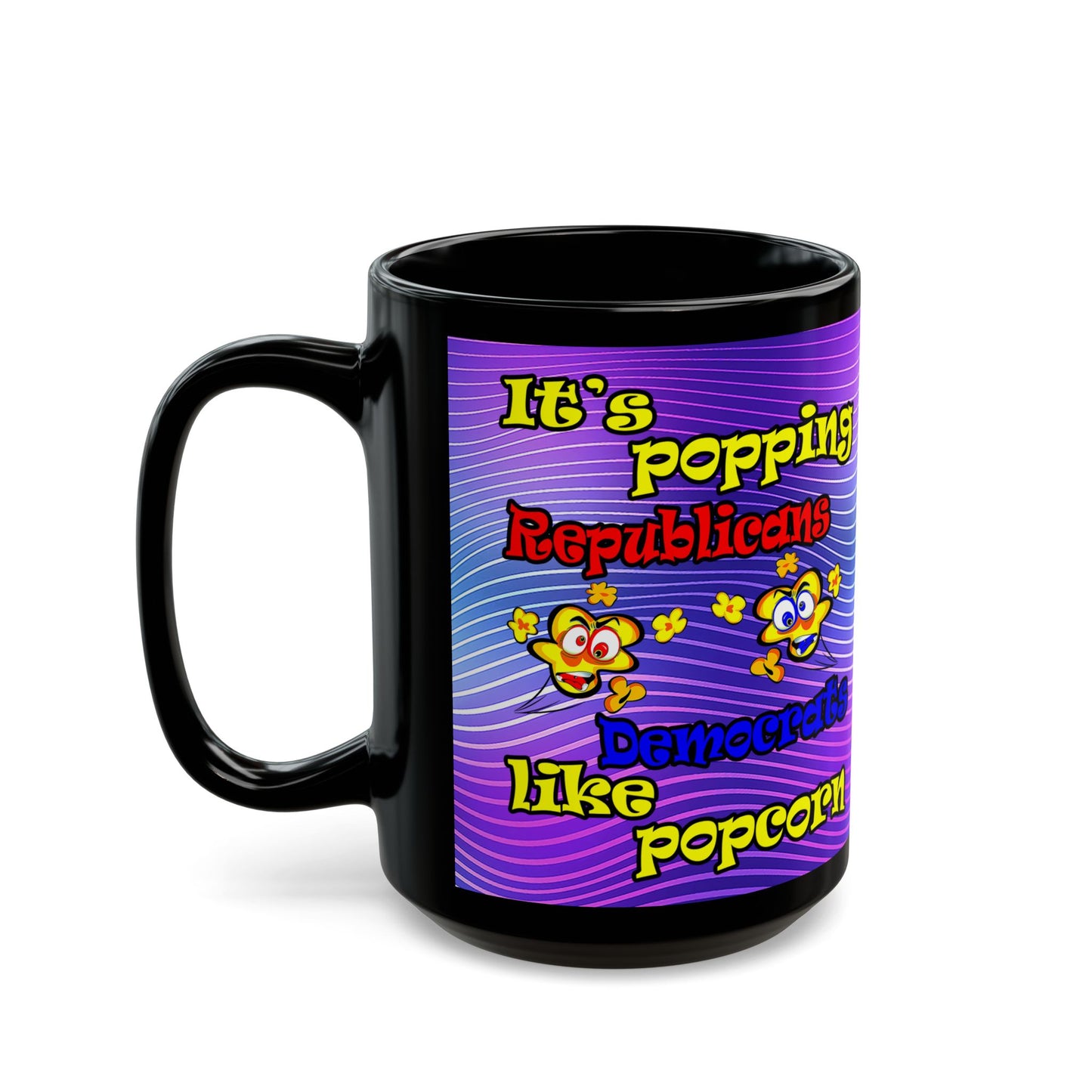 popping like popcorn - Black Mug (purple wave)