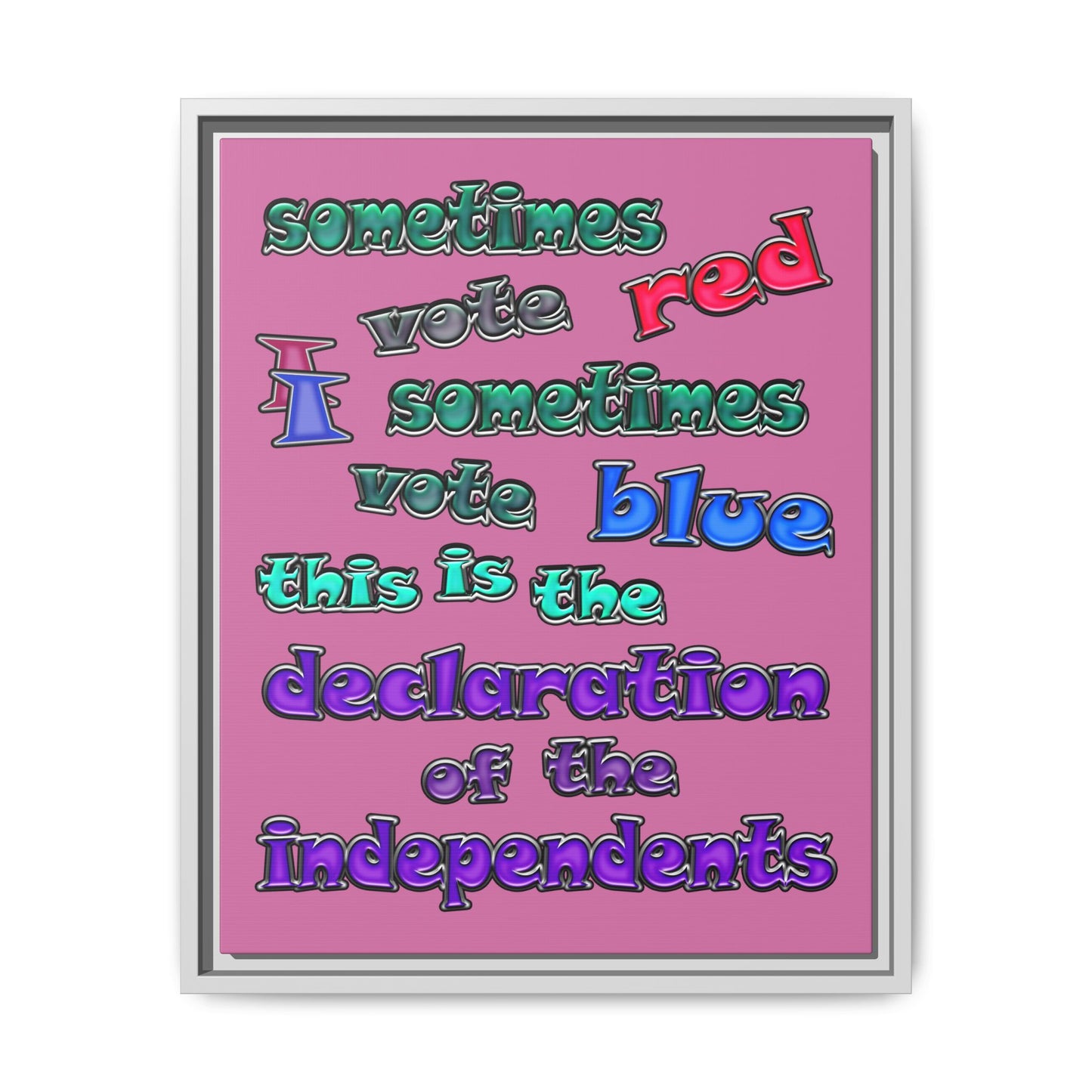declaration of the independents - framed canvas art (light pink)