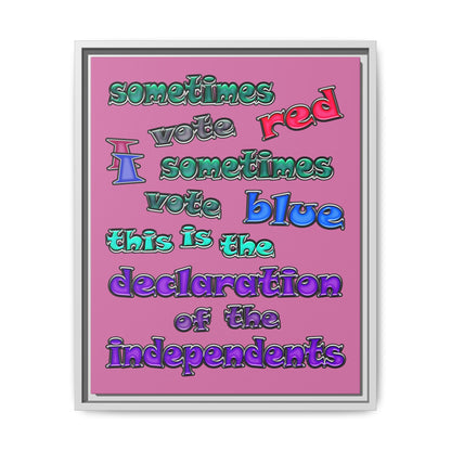 declaration of the independents - framed canvas art (light pink)