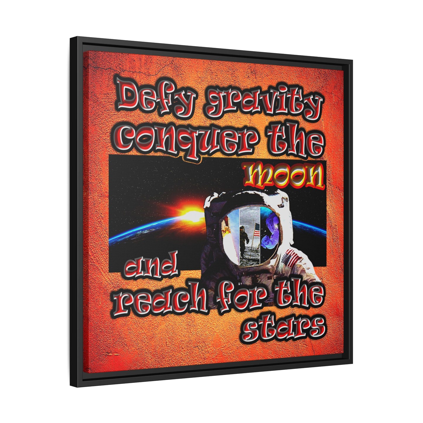 defy conquer reach - framed canvas art (burnt orange)