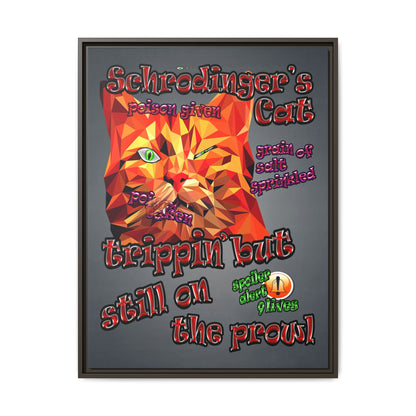 schrodinger's cat - framed canvas art (grey-light grey)