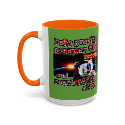 defy conquer reach - Accent Mug (green)