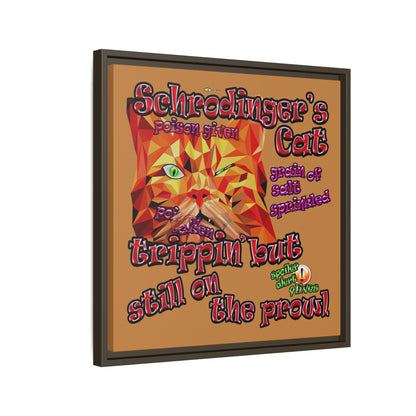 schrodinger's cat - framed canvas art (light brown)