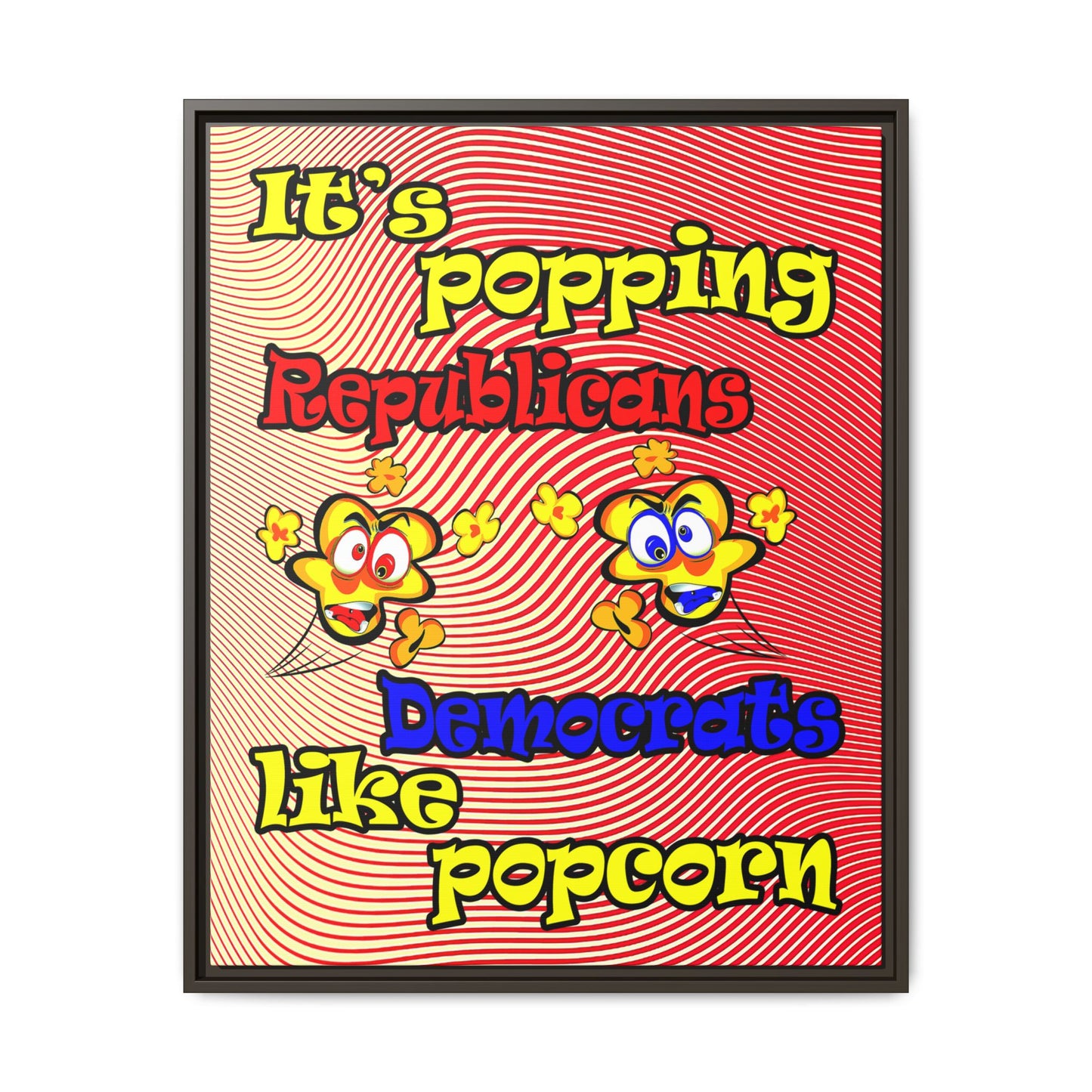 popping like popcorn - framed canvas art (yellow-orange wave)