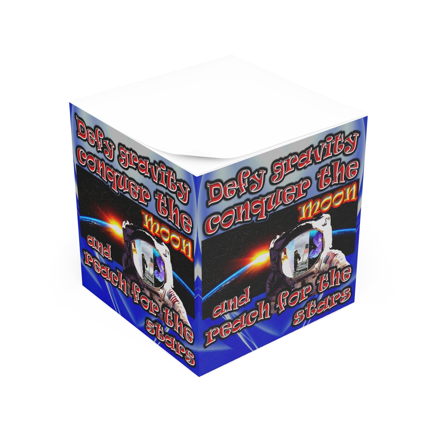 defy conquer reach - note cube (blue-white wave)