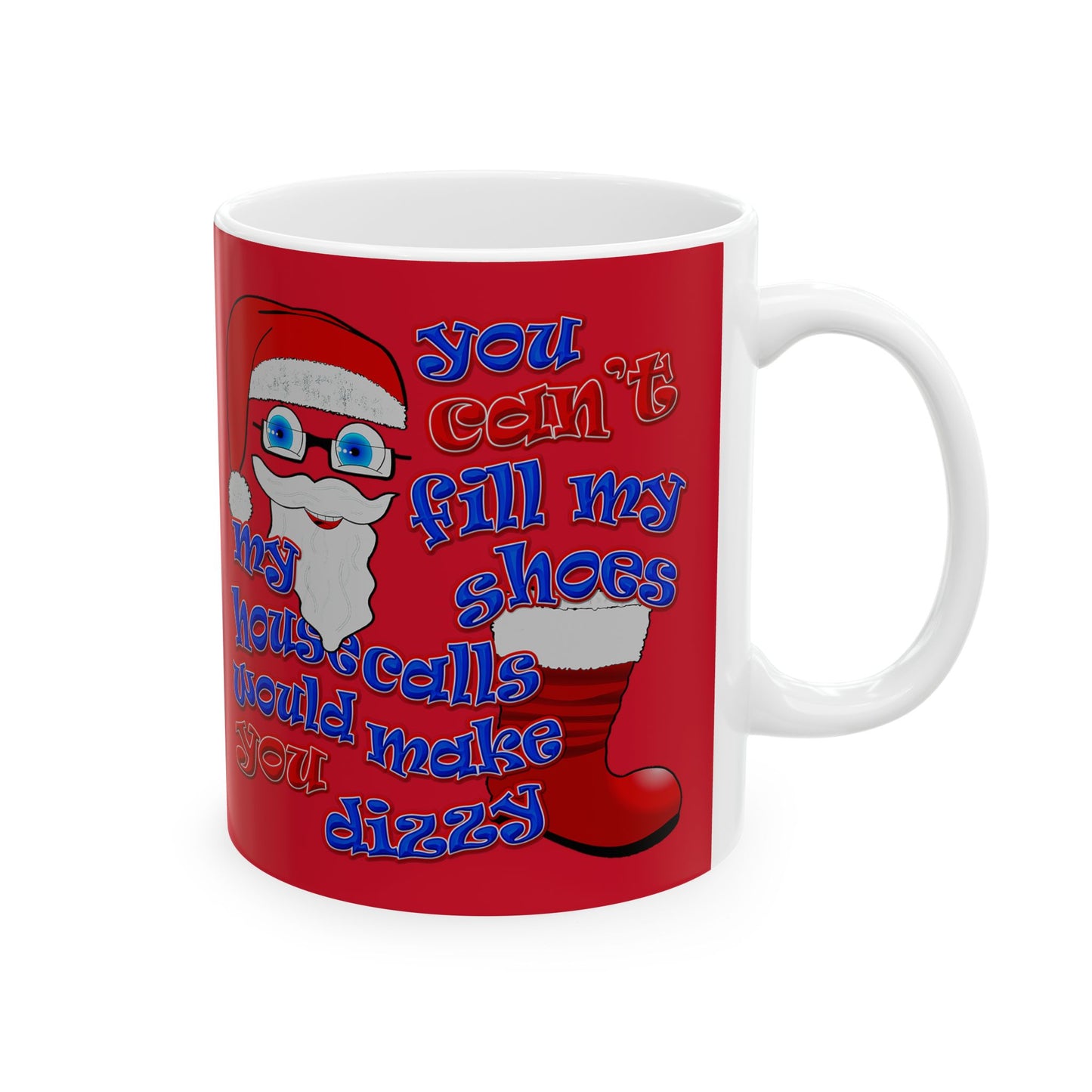 santa's shoes - White Mug (dark red)
