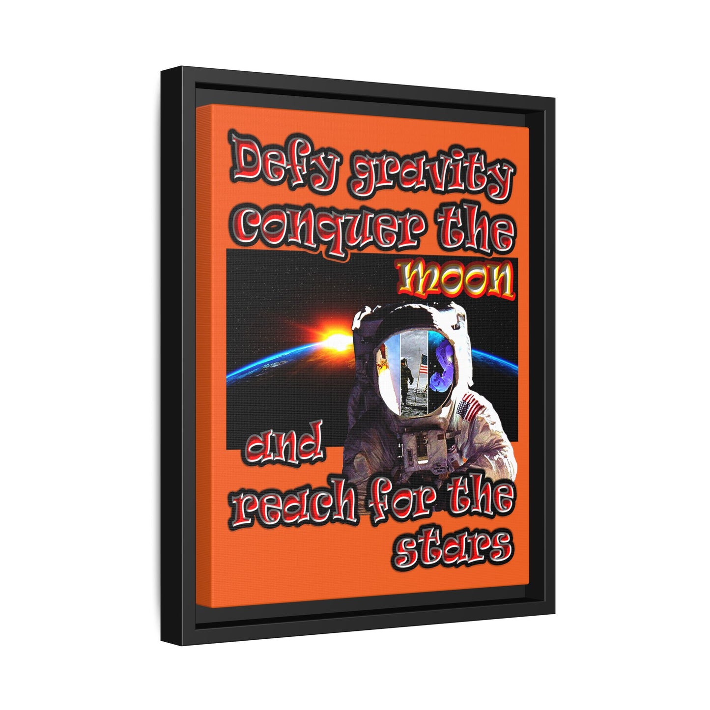 defy conquer reach - framed canvas art (orange)