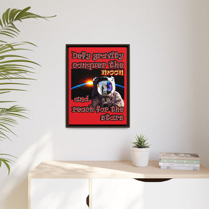 defy conquer reach - framed canvas art (red)