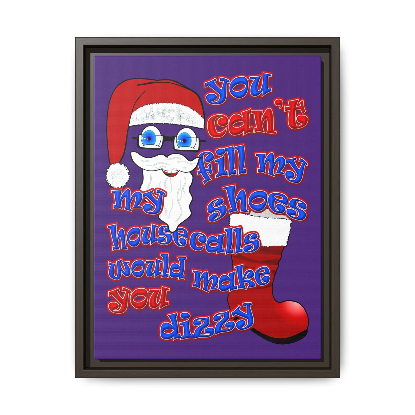 santa's shoes - framed canvas art (purple)